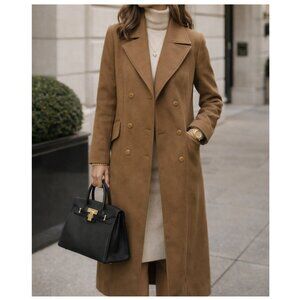 BB DAKOTA Camel Tan Double Breasted Long Trench Coat
